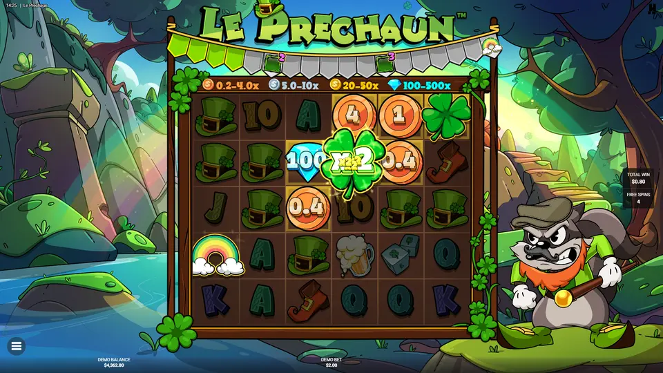 Shamrock N Roll bonus with Lucky Charm Bar at Level 3 and grid full of coins